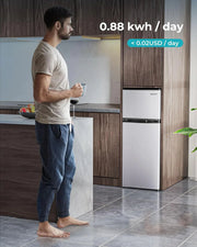 EUHOMY 3.2 Cu.Ft Mini Fridge with Freezer 2-Door Compact Refrigerator for Bedroom, Dorm, Office or Apartment, Silver