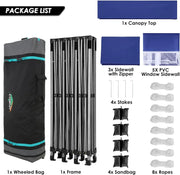 COBIZI 10x20 Heavy Duty Pop up Canopy Tent with 6 sidewalls Easy Up Commercial Outdoor Canopy Wedding Party Tents for Parties All Season Wind & Waterproof Gazebo with Roller Bag,Black(Frame Thickened)
