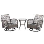 3 Pieces Outdoor Swivel Rocker Patio Chairs, 360 Degree Rocking Patio Conversation Set