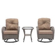 3 Pieces Outdoor Swivel Rocker Patio Chairs, 360 Degree Rocking Patio Conversation Set