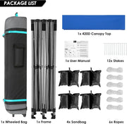 COBIZI 10x20 Heavy Duty Pop up Canopy Tent with 6 sidewalls Easy Up Commercial Outdoor Canopy Wedding Party Tents for Parties All Season Wind & Waterproof Gazebo with Roller Bag,Black(Frame Thickened)
